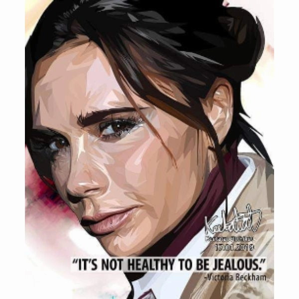 Pop Art Wall Decoration Drawing (Victoria Beckham - It's not healthy to be jealous) modern abstract painting decor