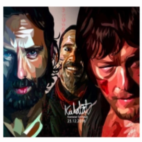 Pop Art Wall Decoration Drawing (Walking Dead - 3 Characters) modern abstract painting decor