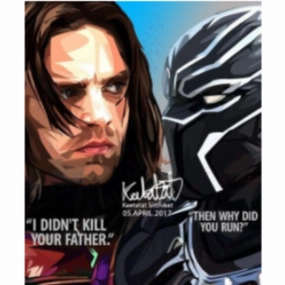 Pop Art Wall Decoration Drawing (Winter Soldier x Black Panther - I Didn't Kill Your Father, Then Why Did You Run) Marvelmodern abstract painting decor
