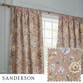 Porcelain Garden Printed Chenille Pencil Pleat Curtains Blushbedding sets ,throw blankets 
