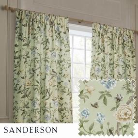 Porcelain Garden Printed Chenille Pencil Pleat Curtains Sagebedding sets ,throw blankets 