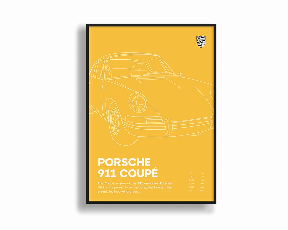 Porsche 911 Coupe Yellownordic style wall decor