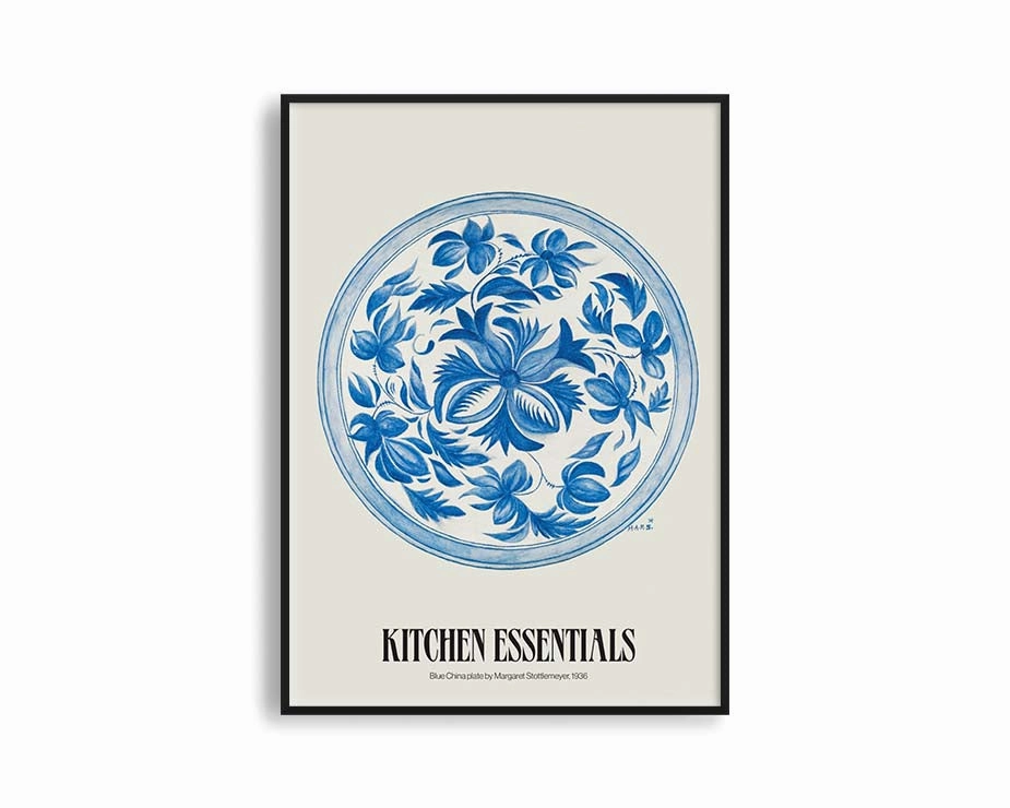 Poster Hub - Blue China Plate Postermodern abstract painting decor