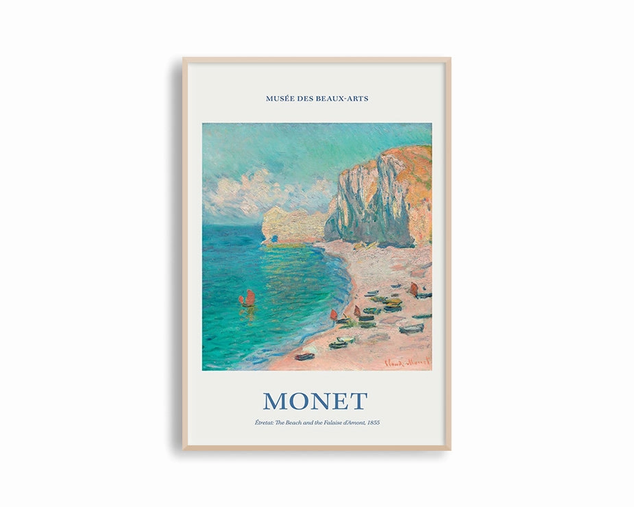Poster Hub - The Beach and the Falaise d'Amont by Claude Monet