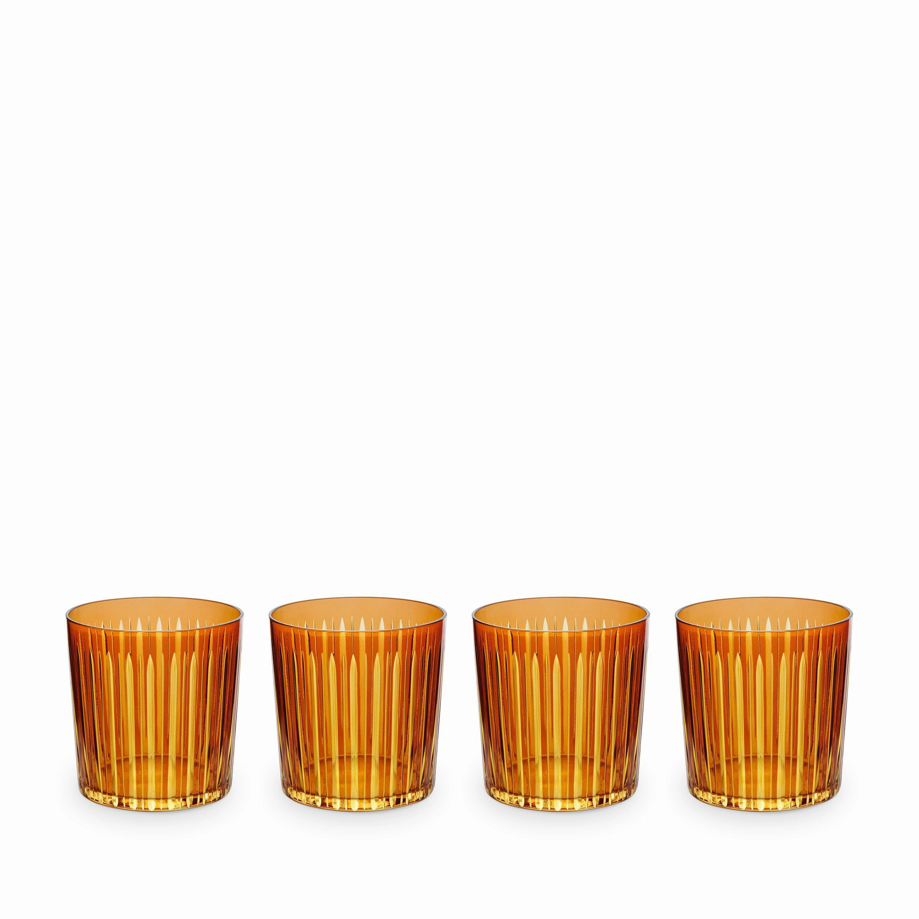 Prism Double Old Fashioned Glasses - Amber  (Set of 4)glass cups ,personalized mugs 