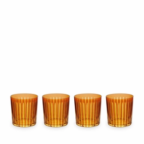 Prism Double Old Fashioned Glasses - Amber  (Set of 4)glass cups ,personalized mugs 