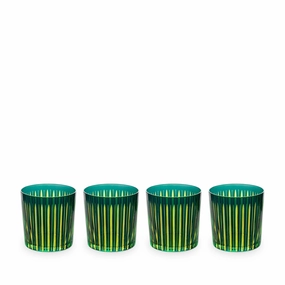 Prism Double Old Fashioned Glasses - Green (Set of 4)glass cups ,personalized mugs 