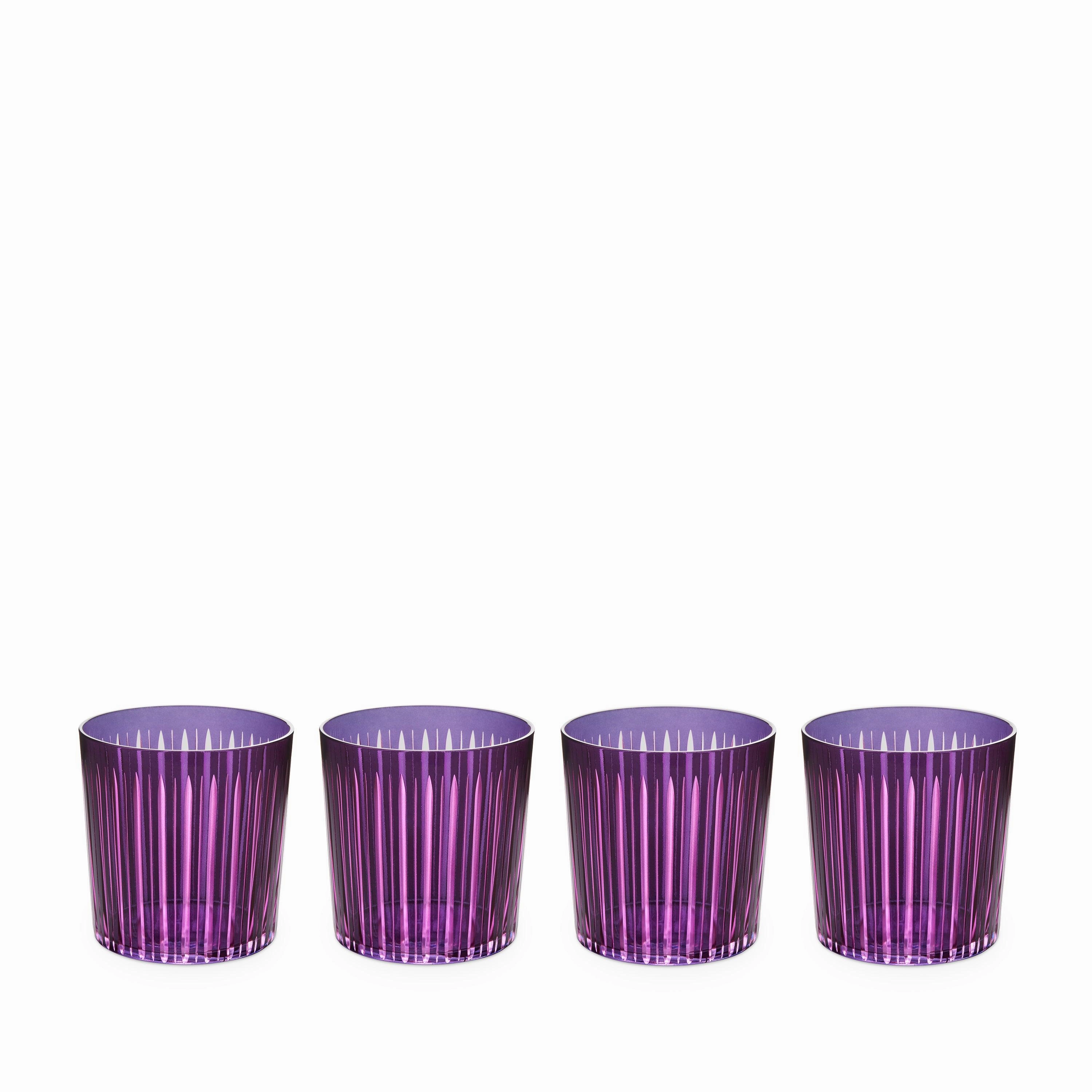 Prism Double Old Fashioned Glasses - Purple(Set of 4)glass cups ,personalized mugs 