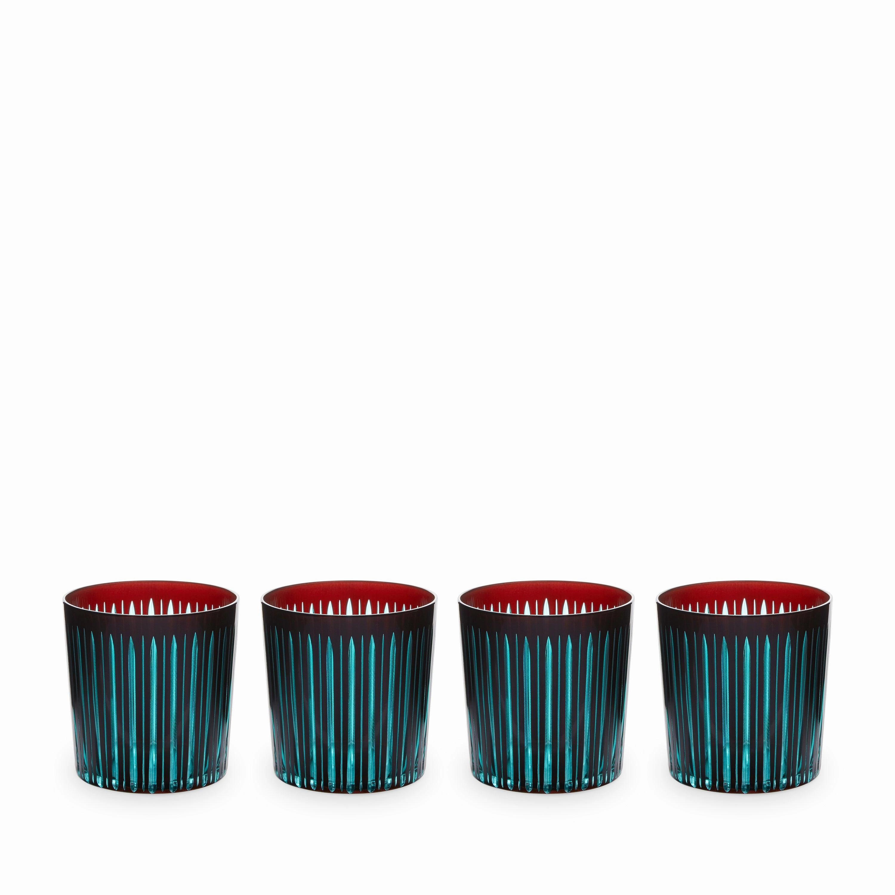 Prism Double Old Fashioned Glasses-Bordeaux (Set of 4)glass cups ,personalized mugs 