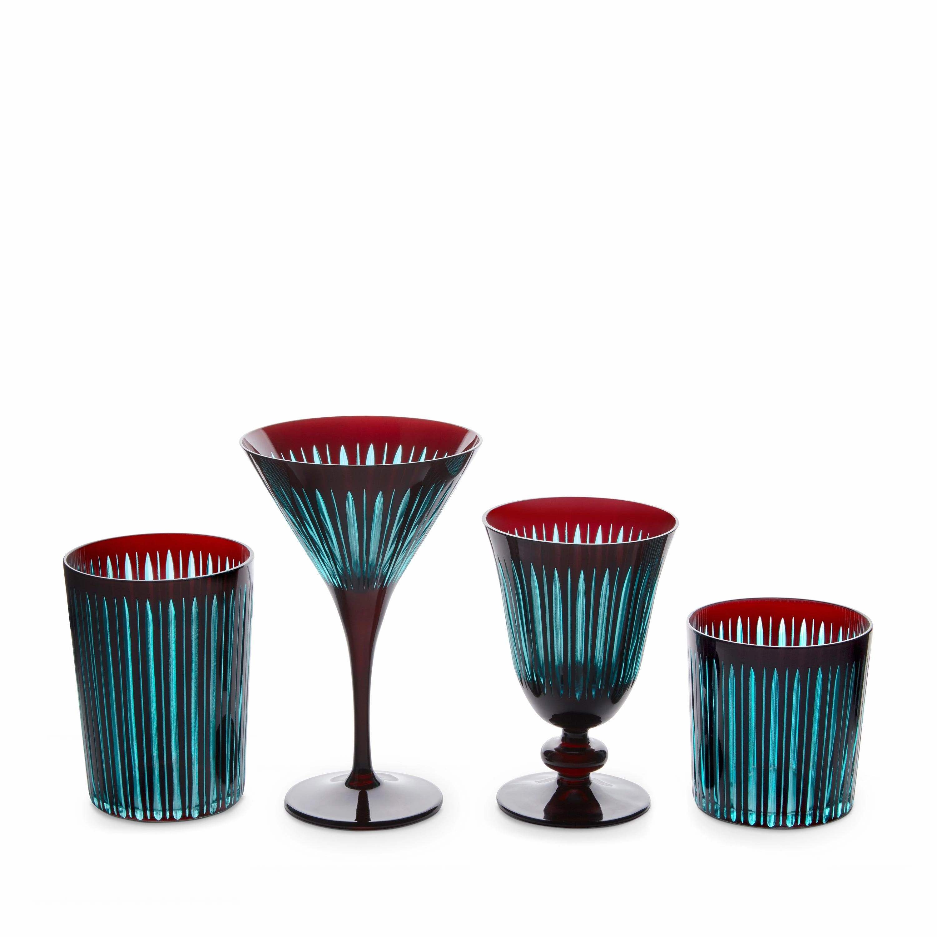 Prism Highball Glasses-Bordeaux (Set of 4)