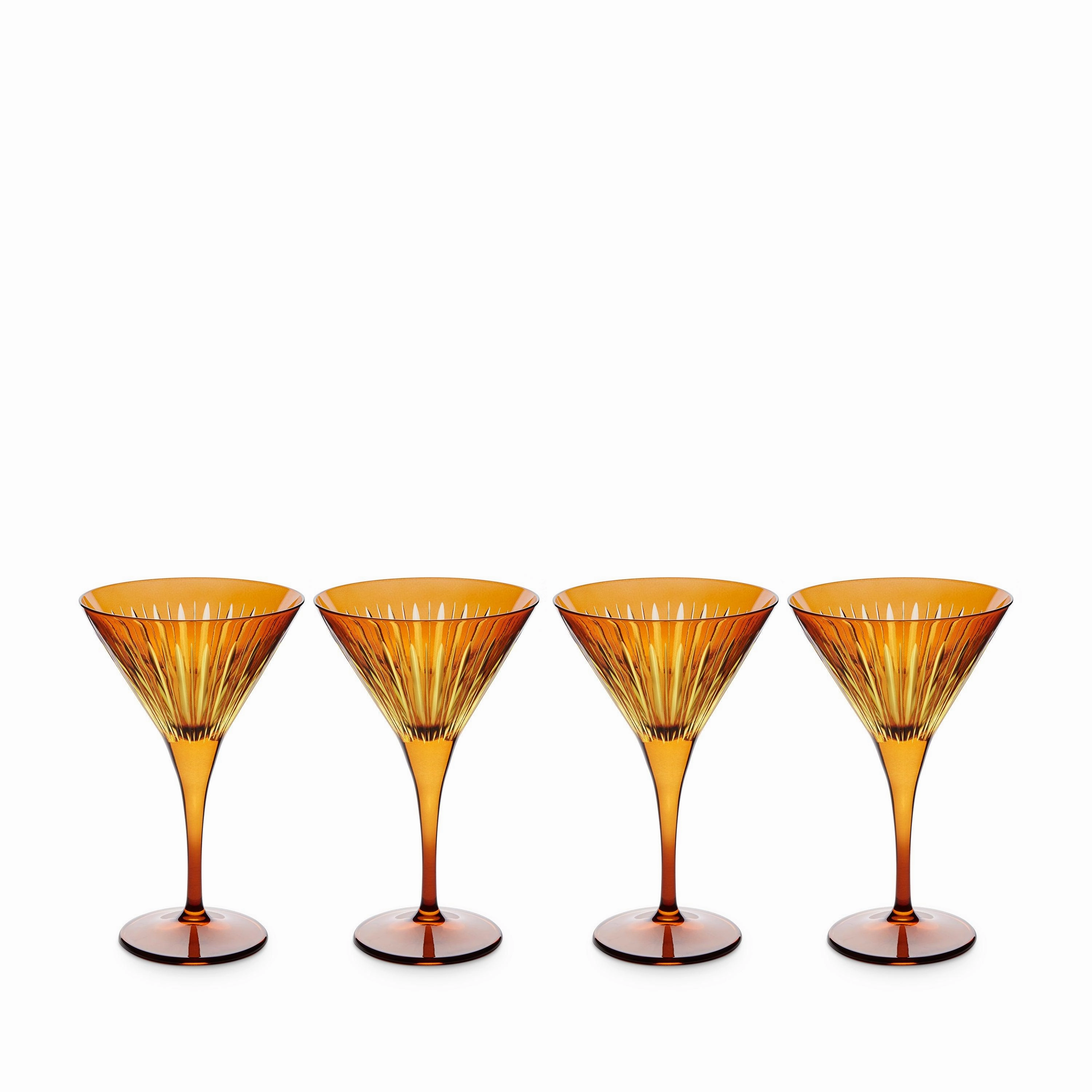Prism Martini Glasses - Amber (Set of 4)glass cups ,personalized mugs 