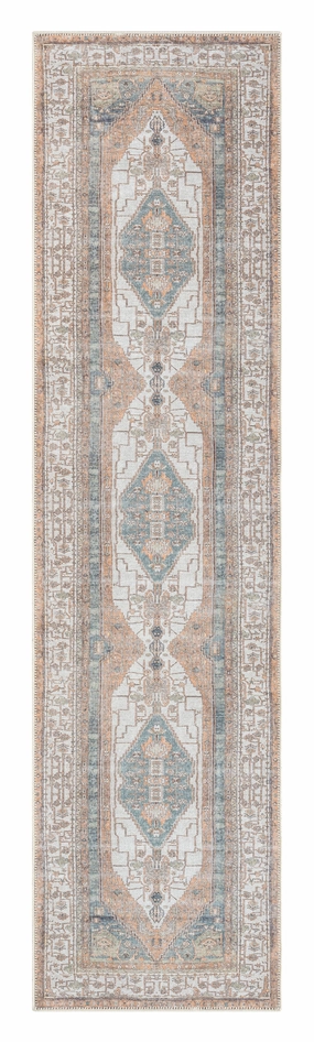 Priya Orange and Green Traditional Distressed Washable Runner Rugmodern color block patchwork rug