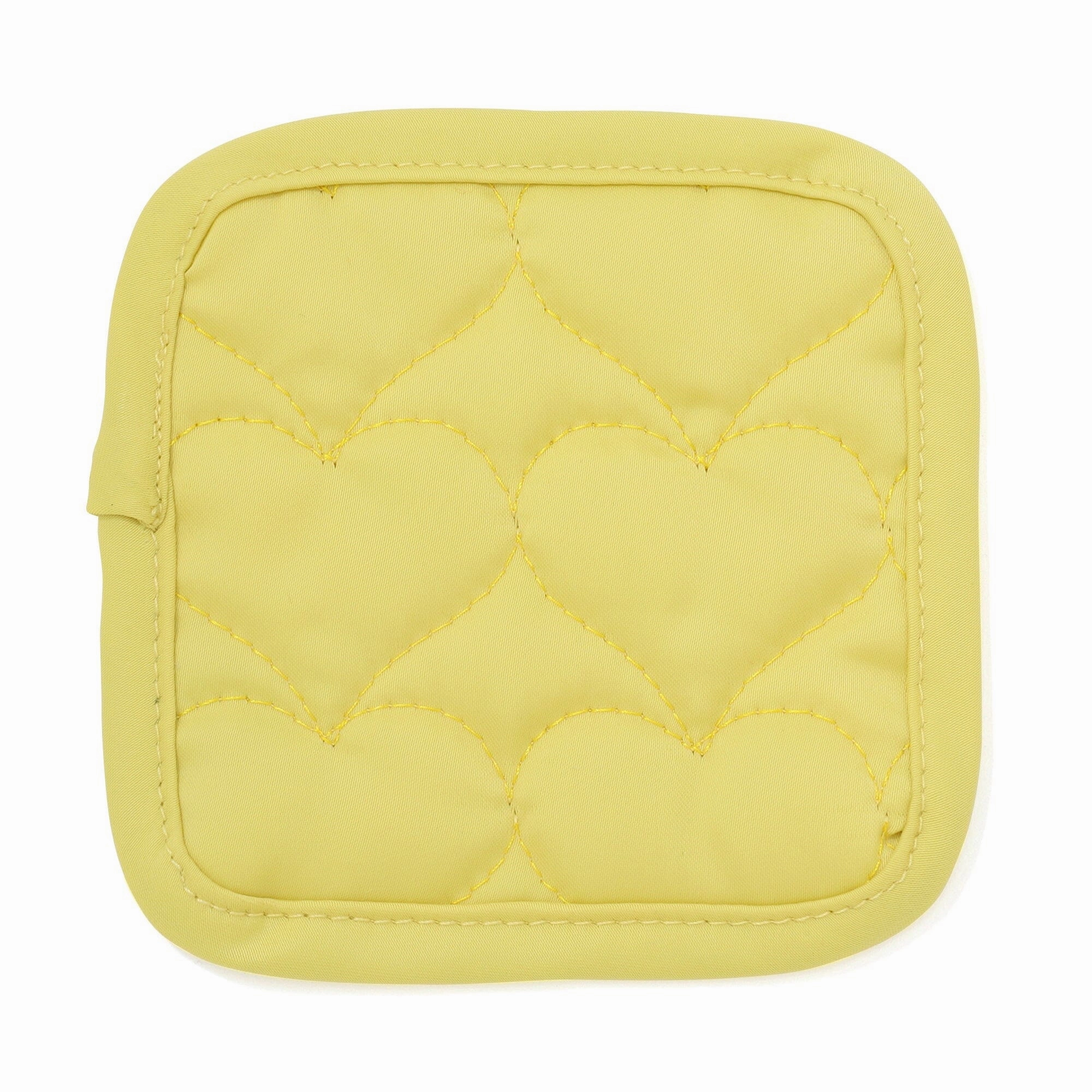 Quilted Coaster Heart Yellow