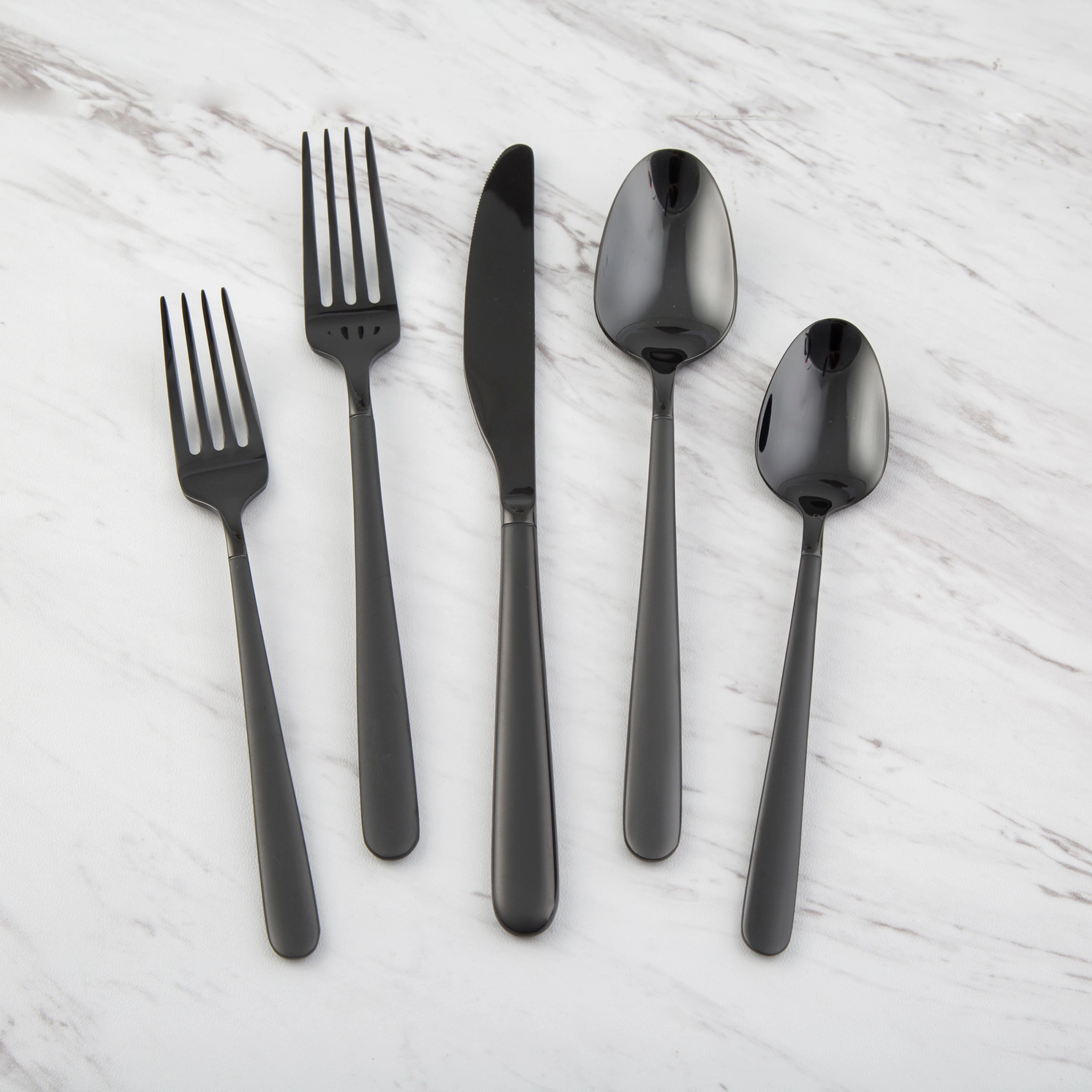 Quinn Black Sand Mirror 20 Piece Flatware Seteco-friendly bamboo fiber tableware set 