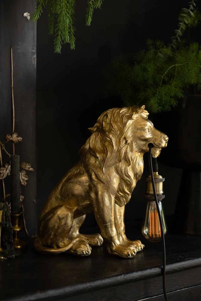 Quirky Gold Lion Lamp