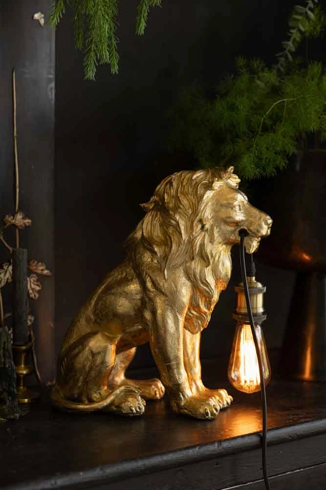 Quirky Gold Lion Lamp