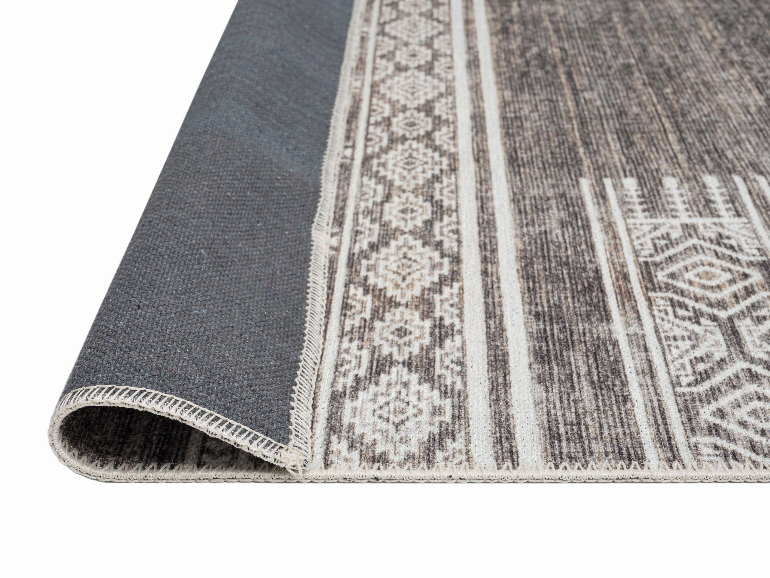 Raia Charcoal and Grey Tribal Distressed Washable Rug *NO RETURNS UNLESS FAULTY