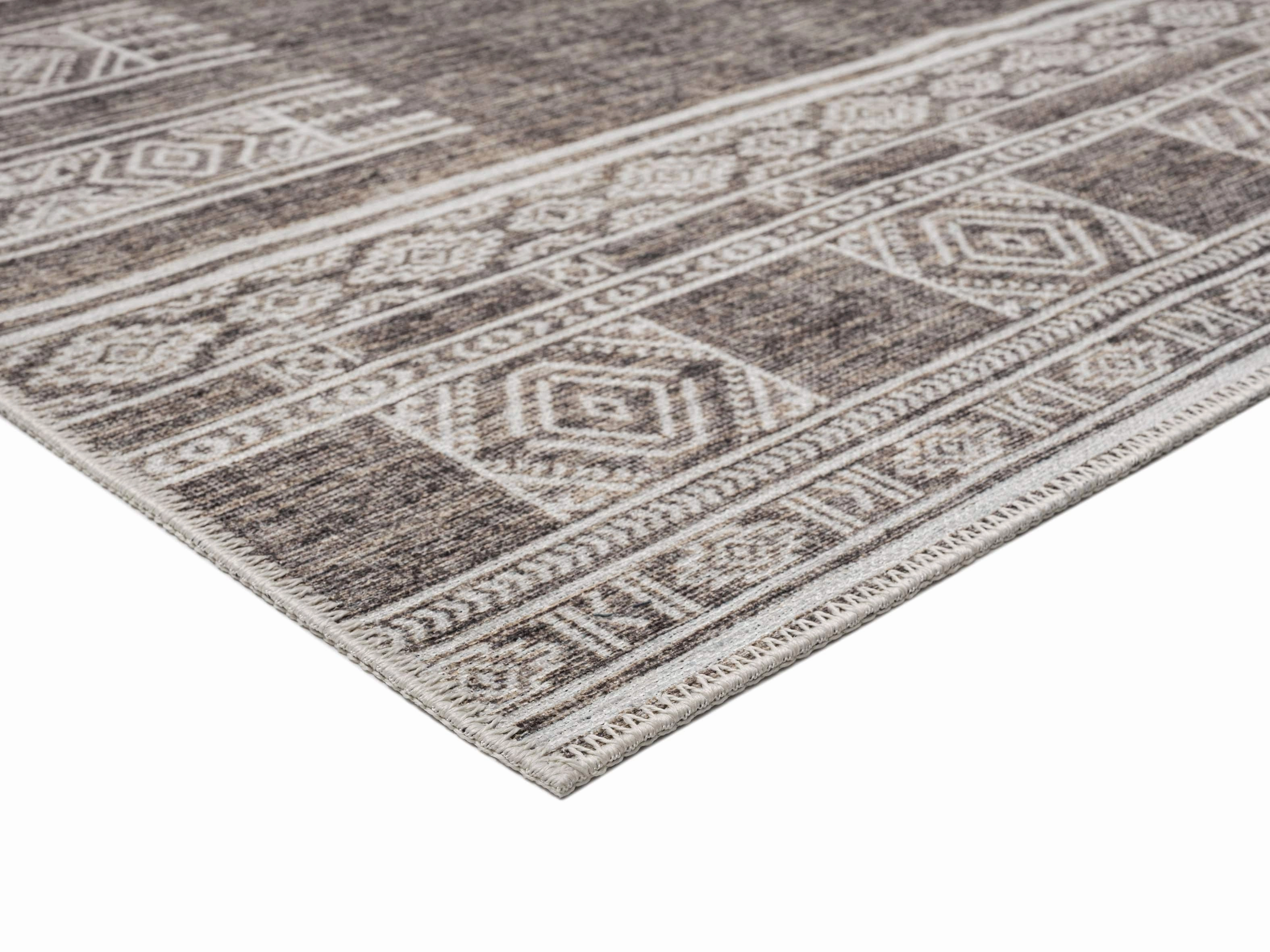 Raia Charcoal and Grey Tribal Distressed Washable Rug *NO RETURNS UNLESS FAULTY