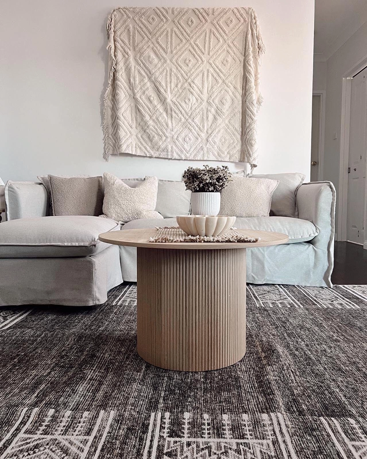 Raia Charcoal and Grey Tribal Distressed Washable Rug *NO RETURNS UNLESS FAULTY