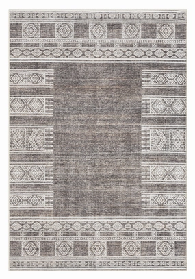 Raia Charcoal and Grey Tribal Distressed Washable Rug *NO RETURNS UNLESS FAULTYmodern color block patchwork rug