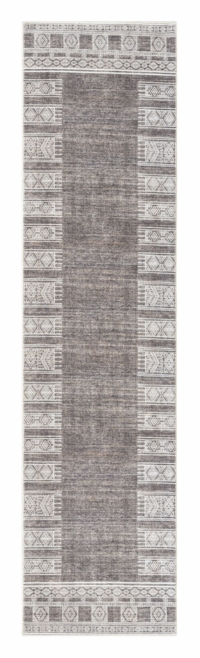 Raia Charcoal and Grey Tribal Distressed Washable Runner Rug *NO RETURNS UNLESS FAULTYmodern color block patchwork rug