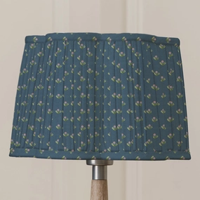 Raja Pleated Scalloped Lamp Shade Denimreplacement lampshade,White Linen Drum Lampshade for Table or Floor Lamp