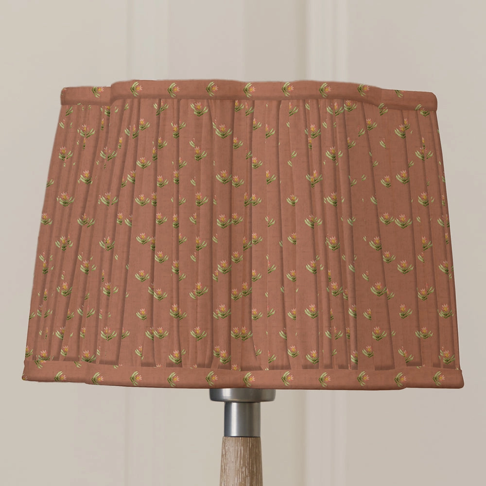Raja Pleated Scalloped Lamp Shade Terracottareplacement lampshade,White Linen Drum Lampshade for Table or Floor Lamp