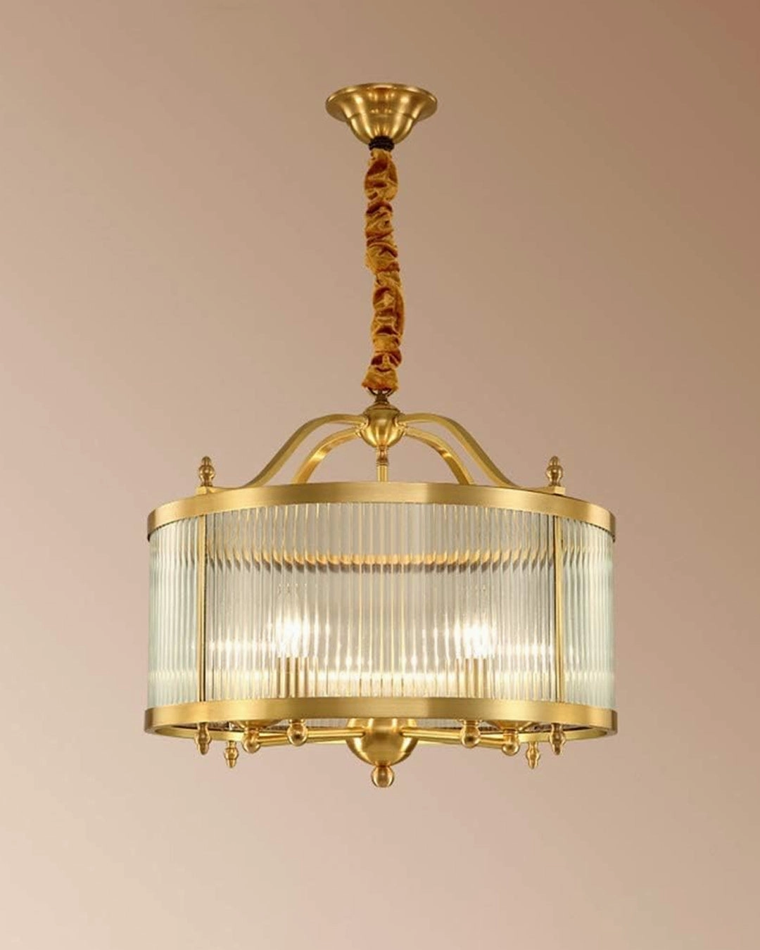 Regency Ribbed Gold Chandelier