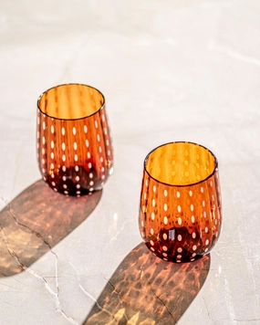 Reginald Tumbler Glass - Set of 2, Ambermodern kitchen decor ,kitchen dinner set ,dinnerware 