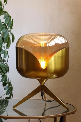 Retro Golden Glass Tripod Table Lampkids table lamp,modern table lamp