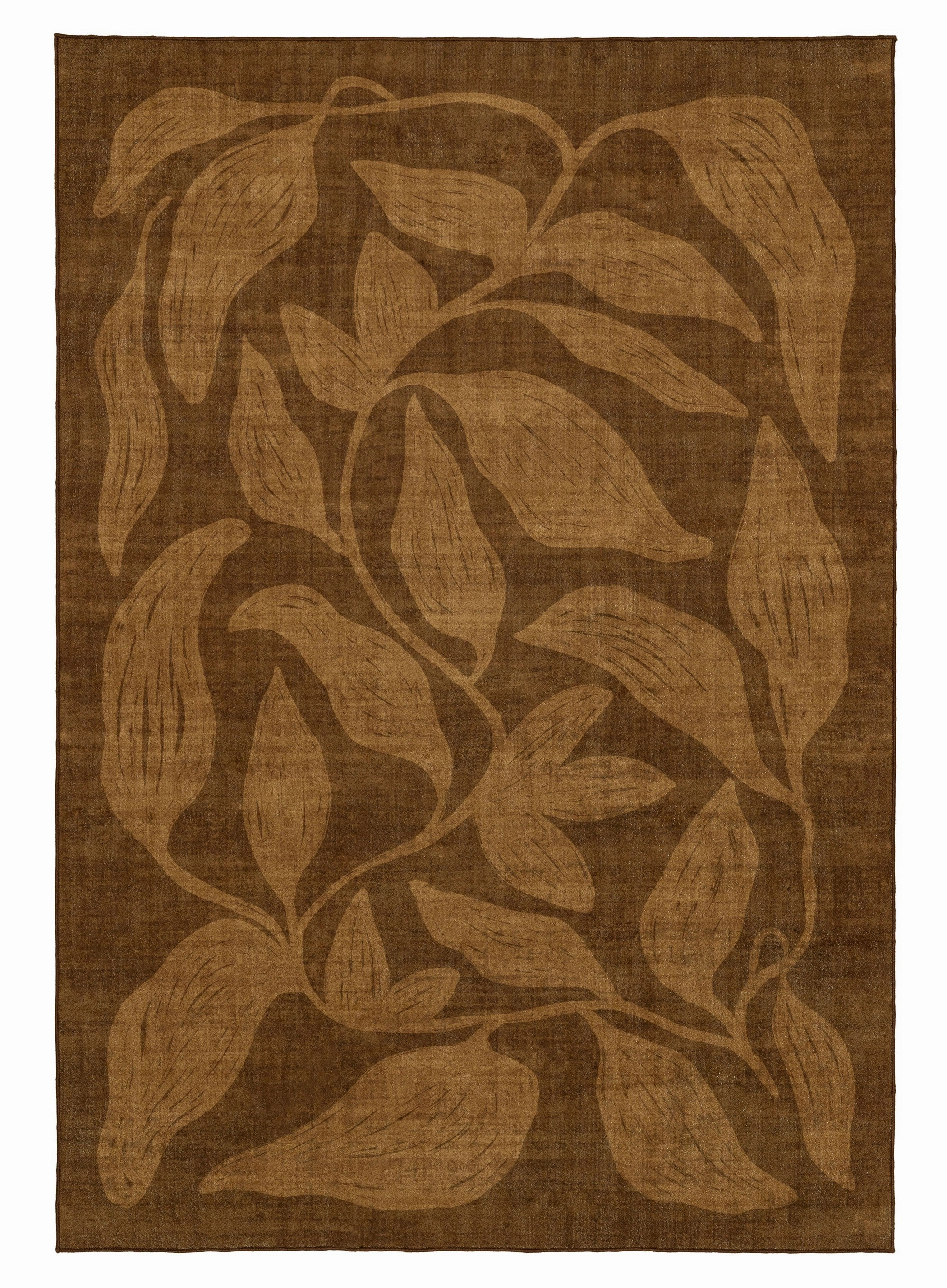 Rhea Brown Botanical Washable Rugmodern color block patchwork rug