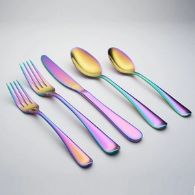 Rhiannon Rainbow Mirror 20 Piece Flatware Seteco-friendly bamboo fiber tableware set 