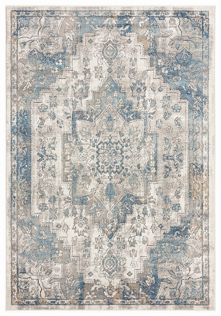 Rhona Blue And Grey Distressed Floral Rugmodern color block patchwork rug