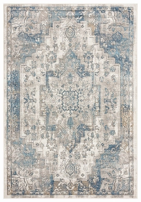 Rhona Blue And Grey Distressed Floral Rugmodern color block patchwork rug