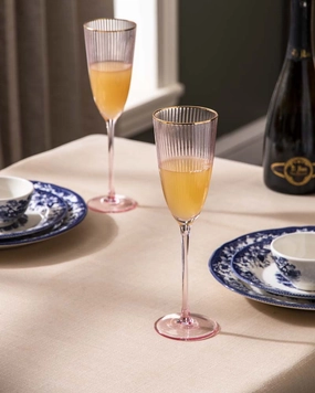 Ribbed Champagne Flute - Pink - Set Of 6modern kitchen decor ,kitchen dinner set ,dinnerware 