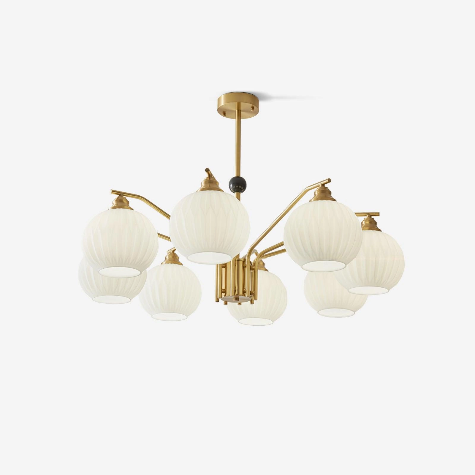 Ribbed Glass Gold Chandelier