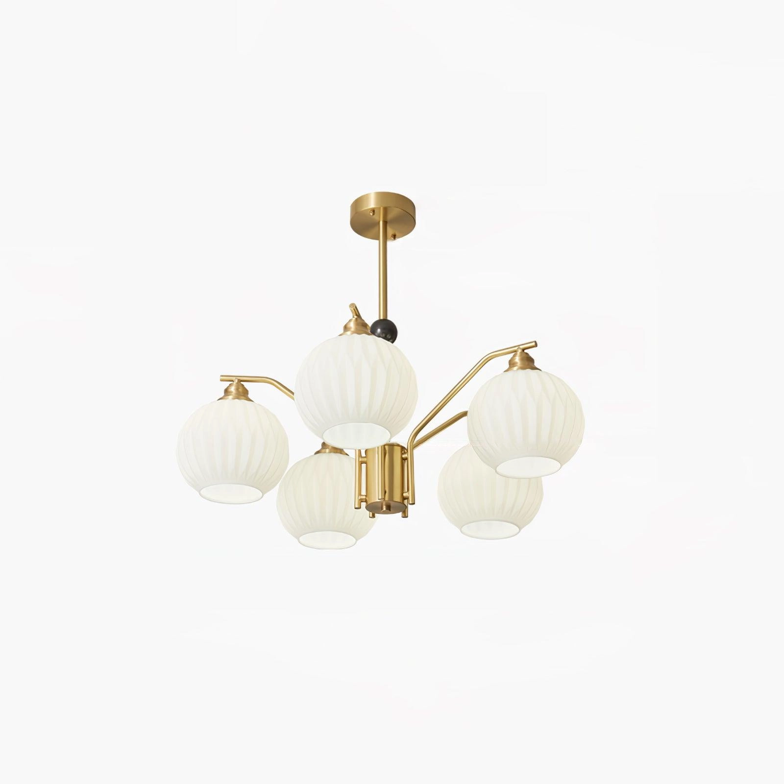 Ribbed Glass Gold Chandelier