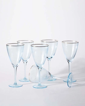 Ribbed Wine Glass - Sky Blue - Set Of 6modern kitchen decor ,kitchen dinner set ,dinnerware 