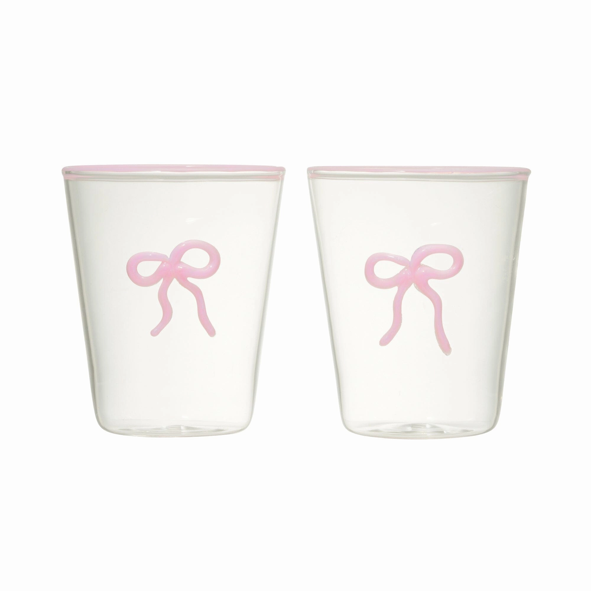 Ribbon Glass Tumbler Pink