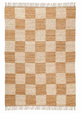 Riley Natural and Bleached Checkered Jute Rug *NO RETURNS UNLESS FAULTYmodern color block patchwork rug