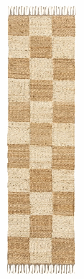 Riley Natural and Bleached Checkered Jute Runner Rug *NO RETURNS UNLESS FAULTYmodern color block patchwork rug