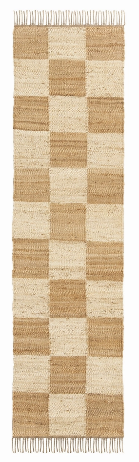 Riley Natural and Bleached Checkered Jute Runner Rug *NO RETURNS UNLESS FAULTYmodern color block patchwork rug