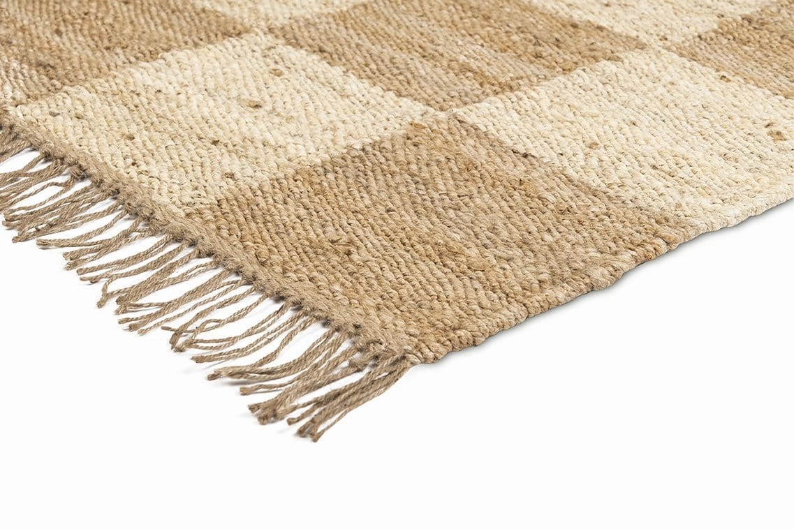 Riley Natural and Bleached Checkered Jute Runner Rug *NO RETURNS UNLESS FAULTY
