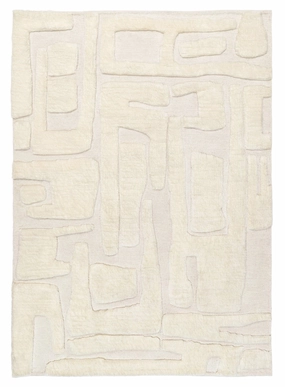 Rolini Ivory Abstract Textured Wool Rugmodern color block patchwork rug