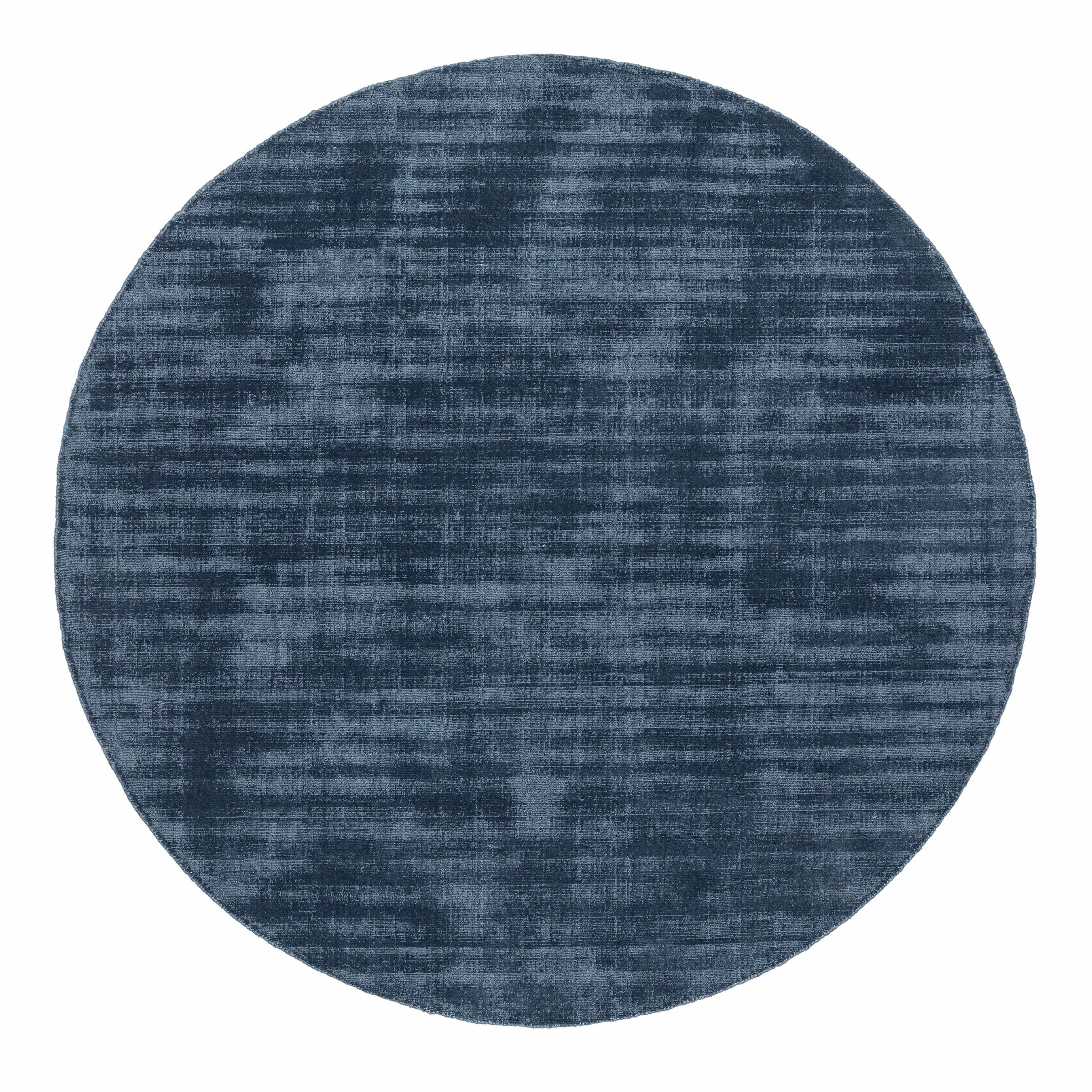 Rooney Navy Handwoven PET Round Rugmodern color block patchwork rug