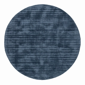 Rooney Navy Handwoven PET Round Rugmodern color block patchwork rug