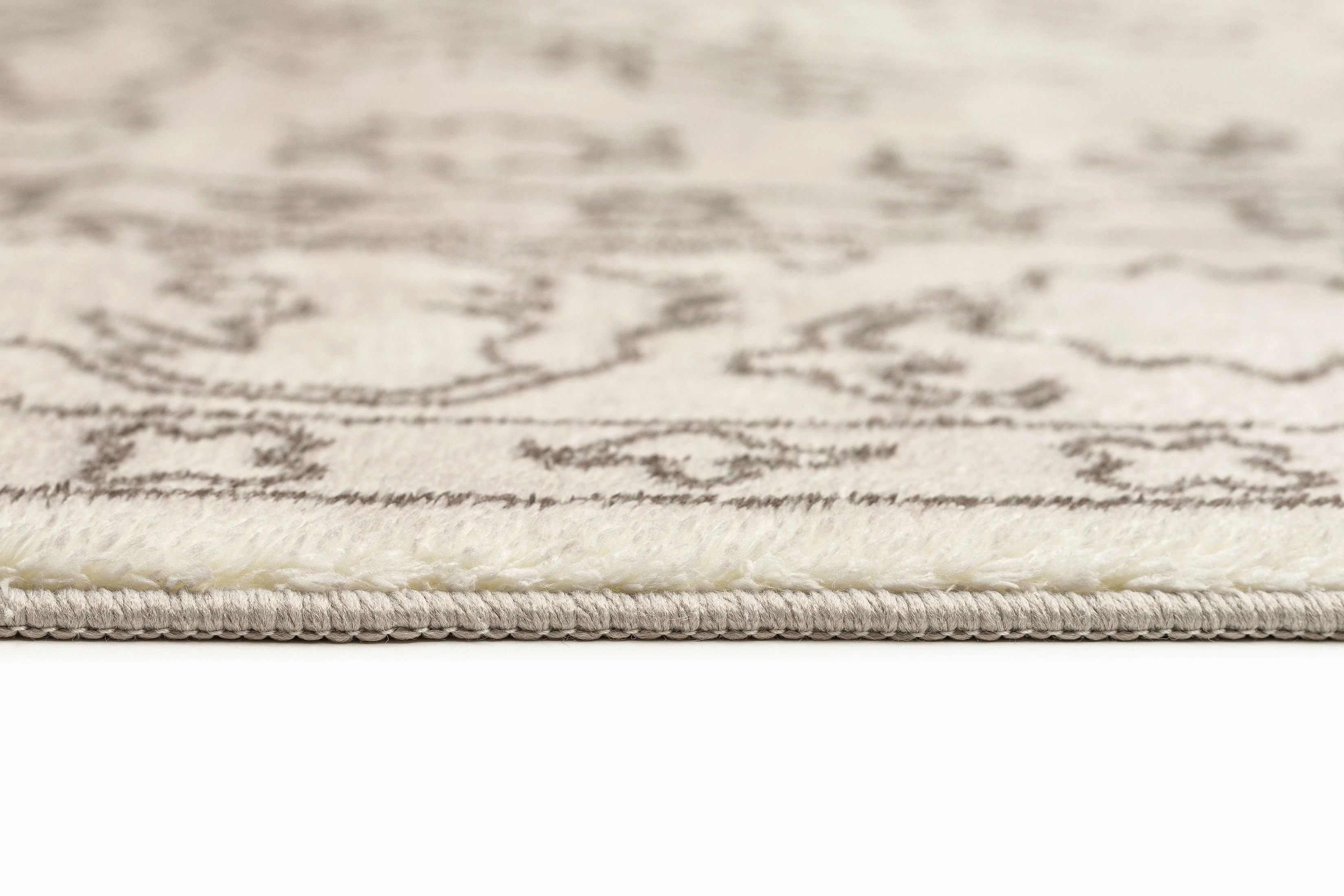 Rosalie Grey Cream Traditional Distressed Washable Rug