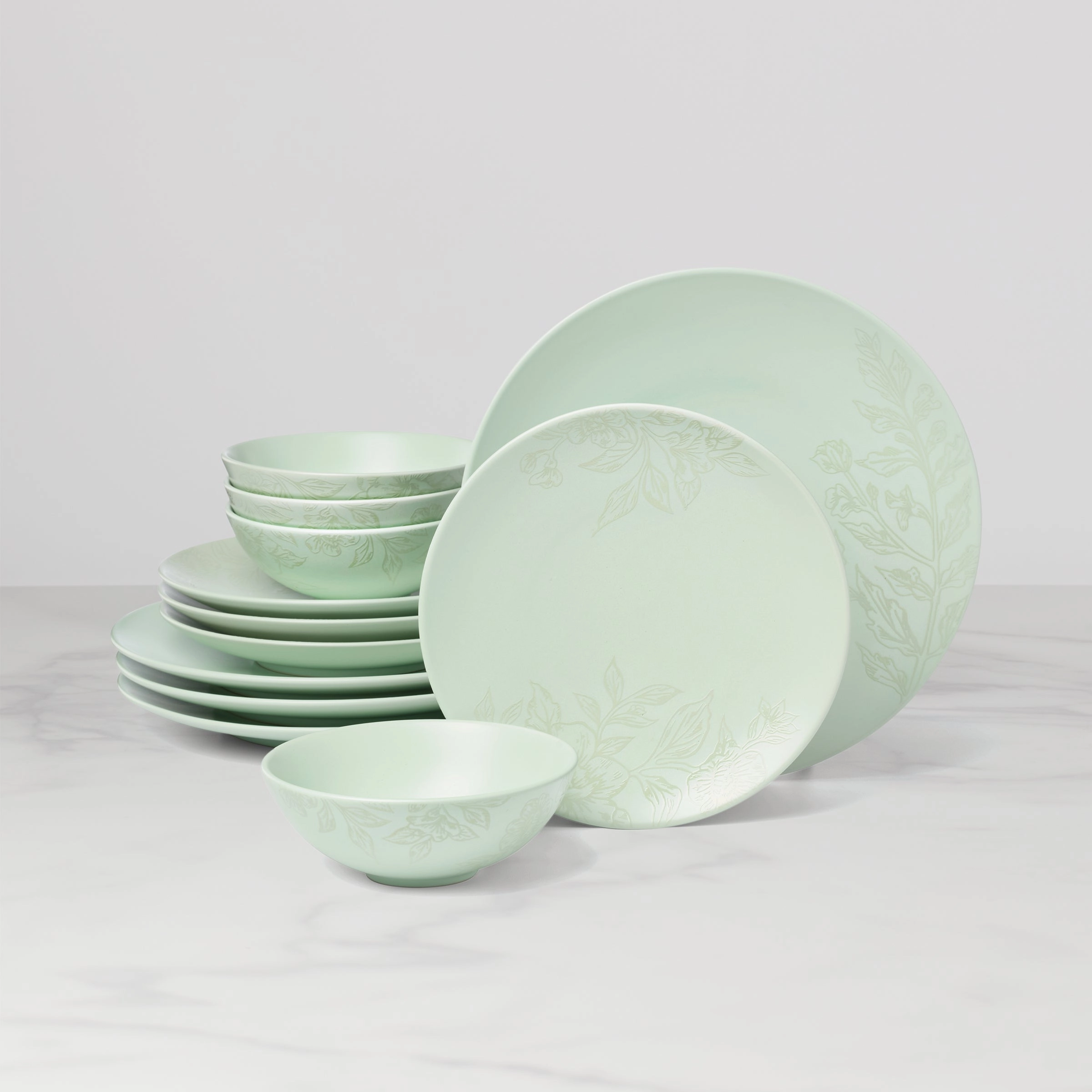 Roseto Soft Sage 12-Piece Dinnerware Setmodern kitchen decor ,kitchen dinner set ,dinnerware 