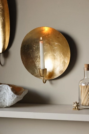 Round Gold Leaf Candlestick Holder Wall Sconcescented candle ,decorative candle 