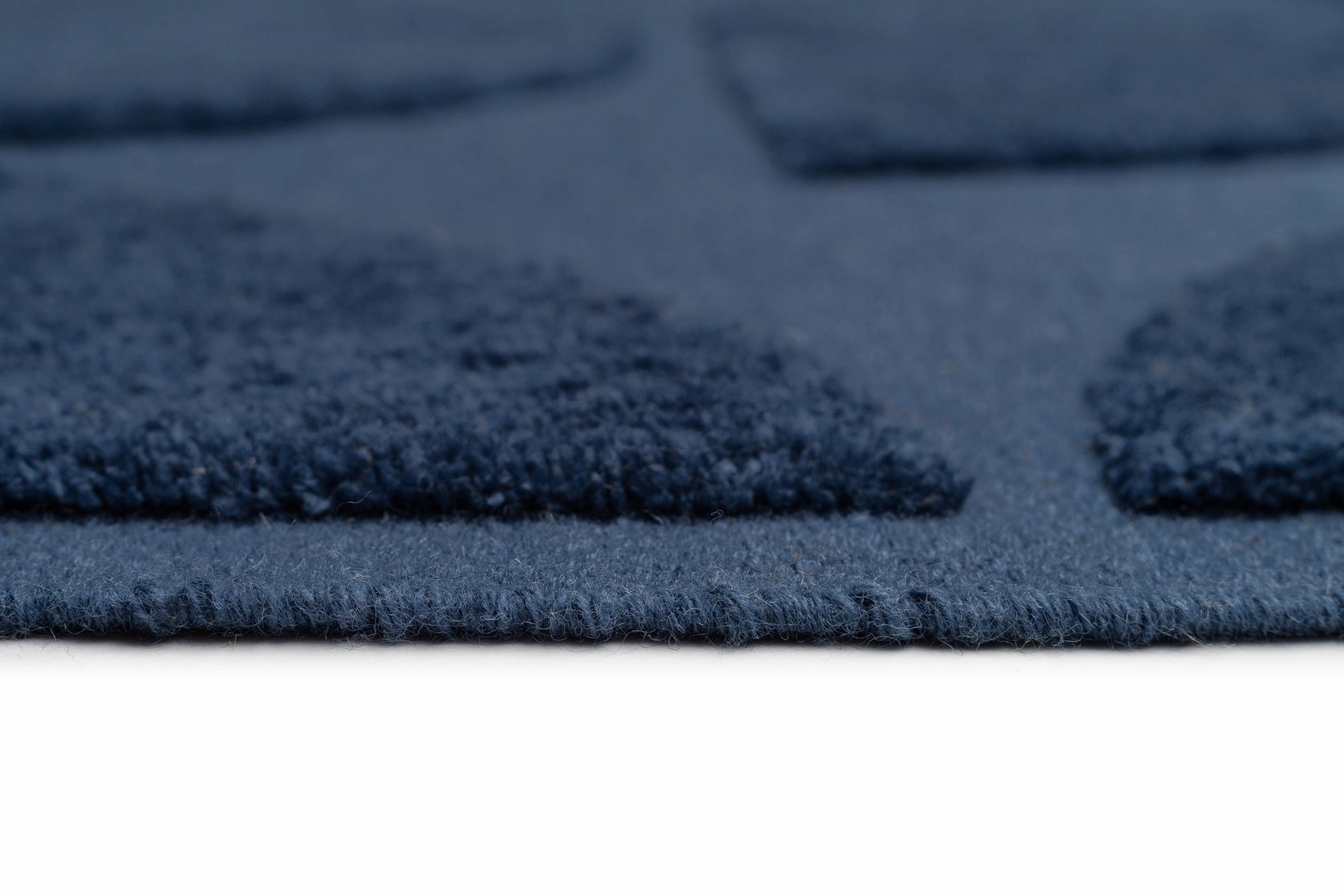 Rue Navy Blue Geometric Washable Wool Rug